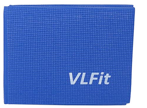 VLFit Esterilla de Yoga Antideslizante - Colchoneta de 173 x 61 x 0,6cm - Alfombra Plegable para Entrenamiento Gimnasia y Pilates (Azul)