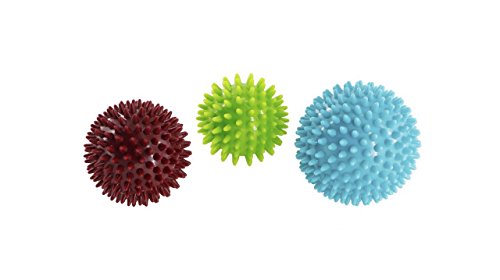 VLFit Pack de 3 Bola masajeadora con Pinchos Estrés para reflexología y Masaje Trigger Point, 6, 7 y 9 cm/Juego de 3 Pelotas masajeadoras con Pinchos