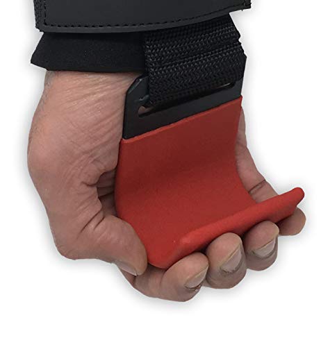 Voltrix Fitness 7 mm gancho de elevación Acolchado de neopreno Recubrimiento antideslizante Asegure su agarre y alcance sus objetivos con guantes de entrenamiento de primera calidad (rojo)