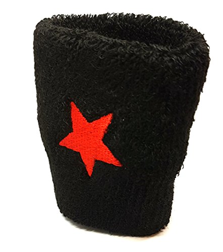 Vonchic - Muñequeras deportivas para yoga y fitness, diseño de estrellas, color negro y rojo, 1 par