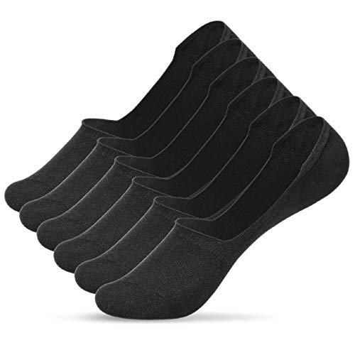 Voqeen Hombres Calcetines Invisibles 6 Pares Corte bajo No Show Calcetines Algodón Respirable Antideslizantes Lightweight Tobilleros Calcetines