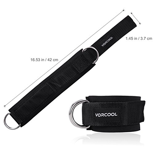 VORCOOL Sport tobillo correas acolchado anillo en D puños del tobillo para ejercicios de gimnasio máquinas de cable ejercicios de pierna con bolsa de transporte 2pcs