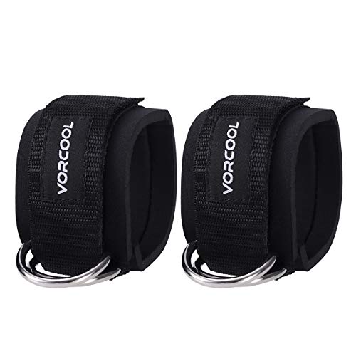 VORCOOL Sport tobillo correas acolchado anillo en D puños del tobillo para ejercicios de gimnasio máquinas de cable ejercicios de pierna con bolsa de transporte 2pcs