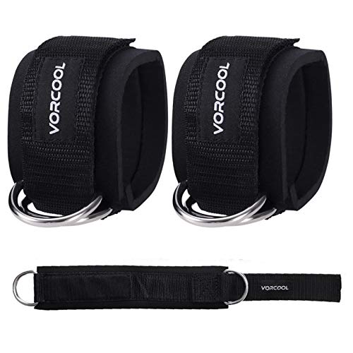 VORCOOL Sport tobillo correas acolchado anillo en D puños del tobillo para ejercicios de gimnasio máquinas de cable ejercicios de pierna con bolsa de transporte 2pcs