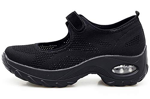 Vorgelen Sandalias Deportivas de Mujer Malla Ligero Plataforma Zapatillas Mary Jane Casual Cómodas Respirable Sneakers para Deportes Fitness Correr Trabajar