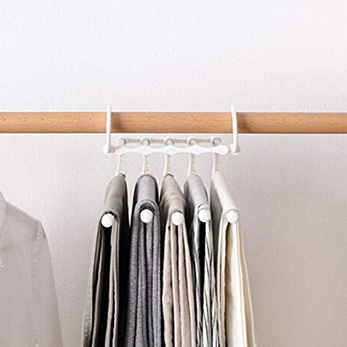 VOSAREA 2pcs Colgante sin Arrugas Pantalones mágicos Rack Creative Cabinet Multifuncional Telescópico Acero Inoxidable Pantalones de Secado Rack (Blanco)