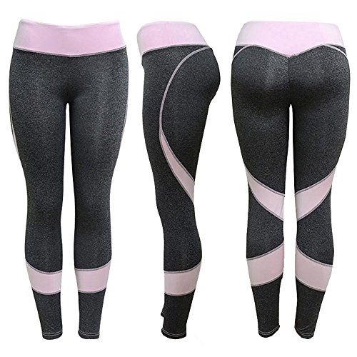 VPASS Mujer Pantalones,Elásticos Arbol Impresión Pantalones de Yoga Mujer Fitness Mallas Gym Yoga Slim Fit Pantalones Largos Pantalones Leggings Cintura Alta Deportivos Running Pantalon (Rose, M)