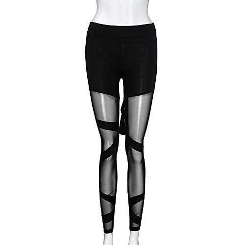 VPASS Mujer Pantalones,Elásticos Patchwork Pantalones de Yoga Mujer Fitness Mallas Gym Yoga Slim Fit Pantalones Largos Pantalones Leggings Cintura Alta Deportivos Running Fitness Pantalon