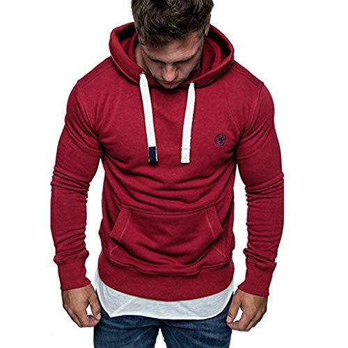 VPASS Sudaderas con Capucha, Sudadera para Hombre de Manga Larga otoño Invierno Casual Abrigo Camisas Blusa Top chándales Color sólido Hombres Manga Larga Chaqueta Abrigo