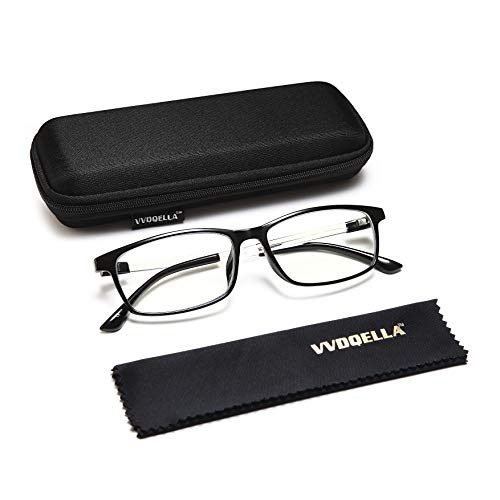 VVDQELLA Gafas de lectura 1.0 Lentes de computadora que bloquean la luz azul Vintage TR90 Unisex Hombres Mujeres para la lucha contra la fatiga contra los ojos, clásico en blanco y negro