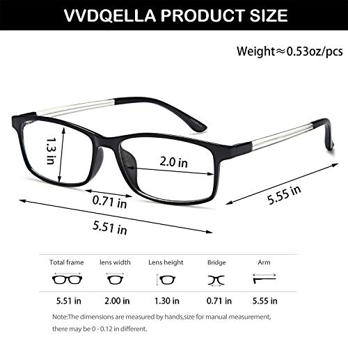 VVDQELLA Gafas de lectura 1.0 Lentes de computadora que bloquean la luz azul Vintage TR90 Unisex Hombres Mujeres para la lucha contra la fatiga contra los ojos, clásico en blanco y negro