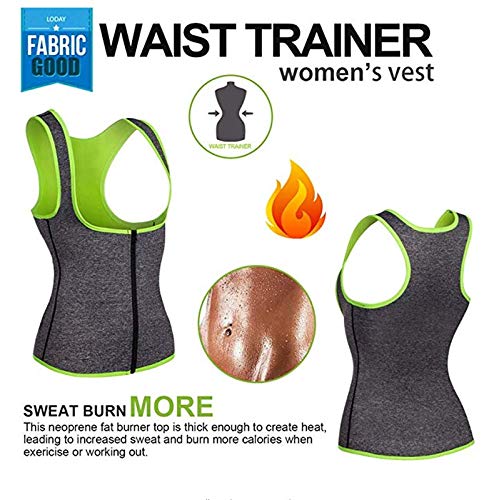 WABISABI DREAMS Chaleco Neopreno Sauna, Faja Adelgazante Mujer, Compresion Reductora para Conseguir una Sudoración efectiva para Deporte Fitness Gris (M)