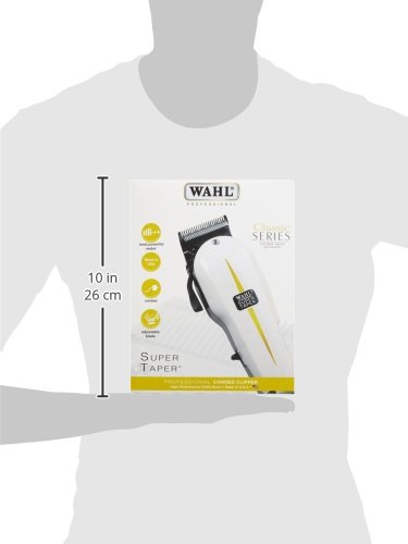 Wahl Super Taper - Maquina cortapelos, cuchillas cromadas, con accesorios, corriente alterna, blanco