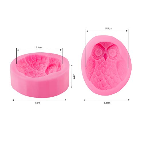 WANDIC Molde de Silicona, 2 moldes de jabón de búho, Suministros caseros para Hacer jabones, proyectos de Manualidades de Arcilla polimérica