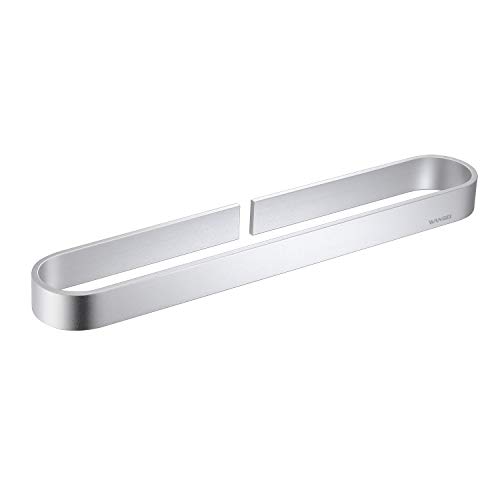 Wangel Toallero Barra Fijar Sin Taladro, Porta Toallas Baño 40cm, Pegamento Patentado + Autoadhesivo, Aluminio, Acabado Mate, Plateado