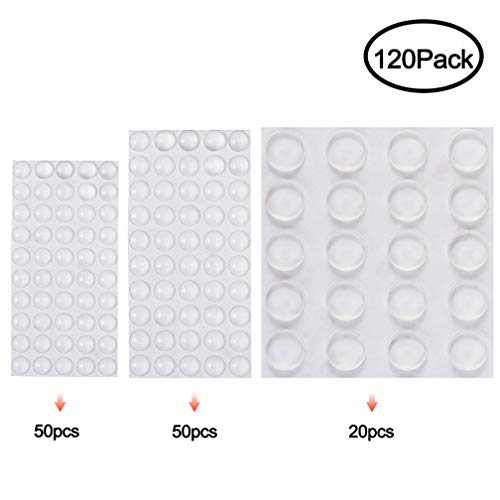 Wanxida 120 Piezas Topes Adhesivos Protectores Pies de Goma Transparentes Parachoques de Puerta de Gabinete Almohadillas Adhesivos de Amortiguación de Ruido(8x2mm, 10x3mm, 22x3mm)