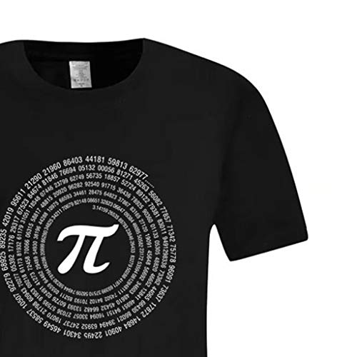 waotier Camiseta De Manga Corta para Hombre Simbolo De Matematicas Blanco Imprimir Top Ropa De Hombre Camiseta De Verano (XL, X1-Negro)
