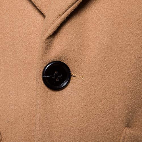 waotier Ropa de Abrigo Hombre Otoño Casual Chaqueta de Negocios Trench Largo Color sólido Recorte Botonadura Singular Outwear Coat