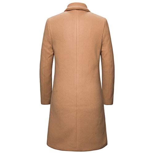 waotier Ropa de Abrigo Hombre Otoño Casual Chaqueta de Negocios Trench Largo Color sólido Recorte Botonadura Singular Outwear Coat