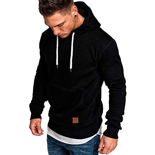 waotier Sudaderas con Capucha Ropa Deportiva Hombre Manga Larga Otoño Invierno Casual Color sólido Slim Fit Sudadera con Capucha Top Blusa Chándales