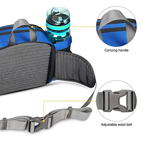 Waterfly Riñonera Running Deportiva Impermeable Multifuncional Bolso de Cintura con Portabotellas Para Correr Senderismo Ciclismo Para Hombre Mujer (Azul)