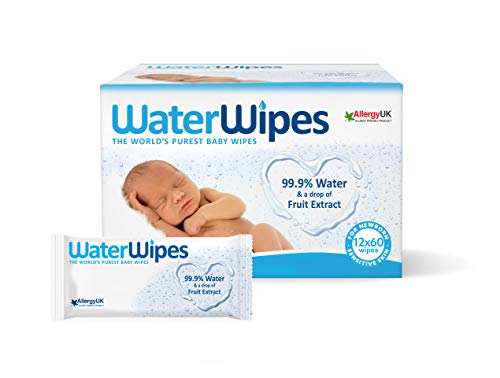 WaterWipes Toallitas para Pieles Sensible de Bebé, 99.9% agua purificada, 12 paquetes x 60 toallitas (720 toallitas)