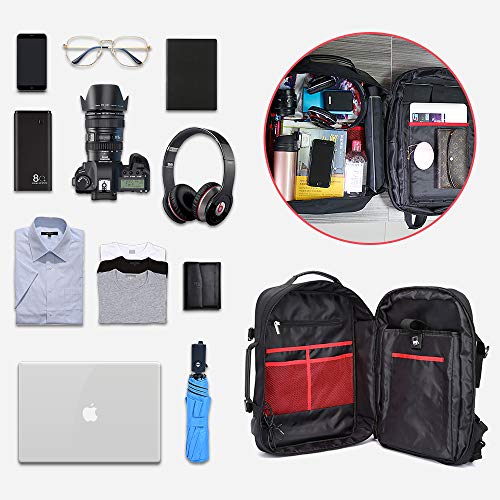 WAWJ Convertible Antirrobo Mochila de Viaje Estilo Business Escolar, 35L Negro Mochila Antirrobo de Maleta Viaje por 17,3 Pulgada Cuaderno (01)