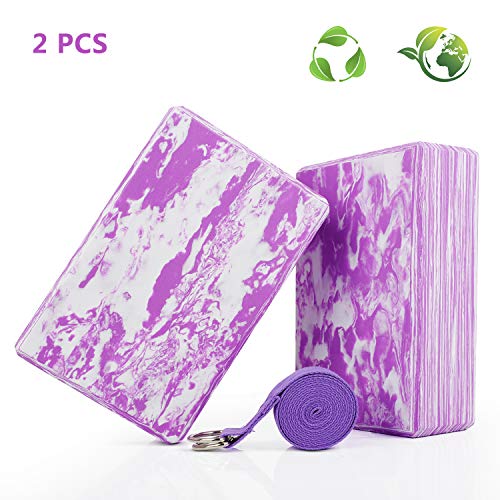 WayEee Bloques de Yoga 2 Unidades Yoga Block de Espuma EVA de Alta Densidad Ladrillo Yoga para Mejorar la Fuerza y Ayudar en el Equilibrio y la Flexibilidad Yoga Pilates Amantes (Violeta)