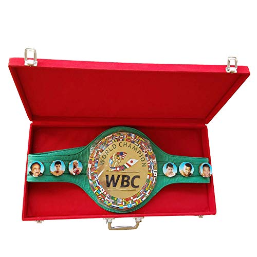 WBC - Cinturón de boxeo de piel para adultos con caja