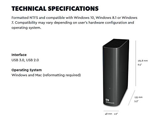 WD Elements Desktop - Disco duro externo de sobremesa de 6 TB, color negro