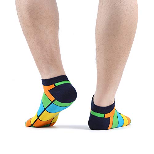 WeciBor Calcetines cortos Hombre Estampados Hombres Ocasionales Calcetines Divertidos Impresos de Algodón de Pintura de Arte Calcetines Verano Tobillo Calcetines de Colores de moda (ESB052-01)