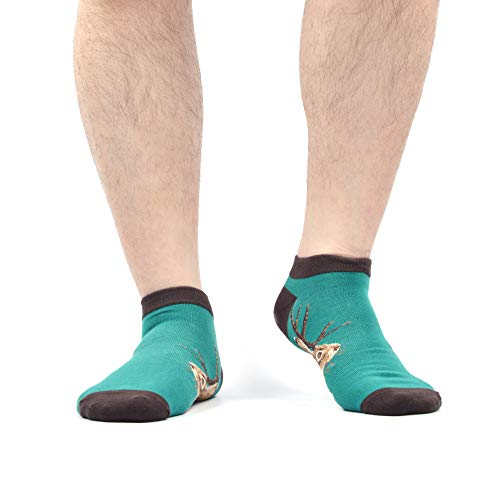 WeciBor Calcetines cortos Hombre Estampados Hombres Ocasionales Calcetines Divertidos Impresos de Algodón de Pintura de Arte Calcetines Verano Tobillo Calcetines de Colores de moda (ESB052-23)