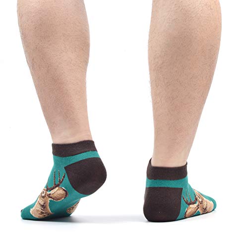 WeciBor Calcetines cortos Hombre Estampados Hombres Ocasionales Calcetines Divertidos Impresos de Algodón de Pintura de Arte Calcetines Verano Tobillo Calcetines de Colores de moda (ESB052-23)