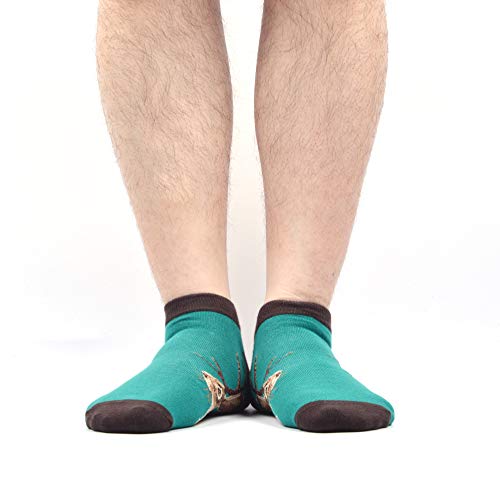 WeciBor Calcetines cortos Hombre Estampados Hombres Ocasionales Calcetines Divertidos Impresos de Algodón de Pintura de Arte Calcetines Verano Tobillo Calcetines de Colores de moda (ESB052-01)