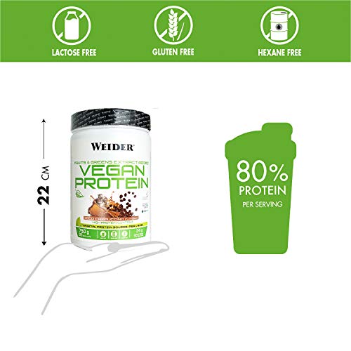 Weider Vegan Protein. Sabor Cappuccino. Proteína 100% vegetal de guisante (PISANE) y arroz. Sin gluten. Sin lactosa. Sin aceite de palma (750 g)