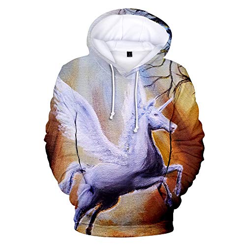 WEIYI BO Maoyi - Sudadera con capucha unisex con estampado 3D de unicornio 7 L