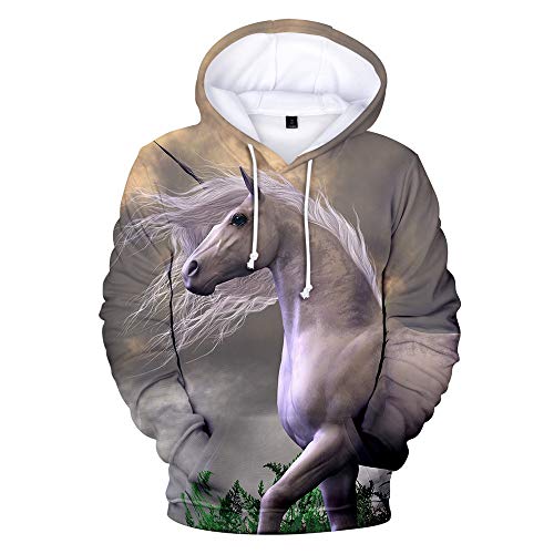 WEIYI BO Maoyi - Sudadera con capucha unisex con estampado 3D de unicornio 7 L