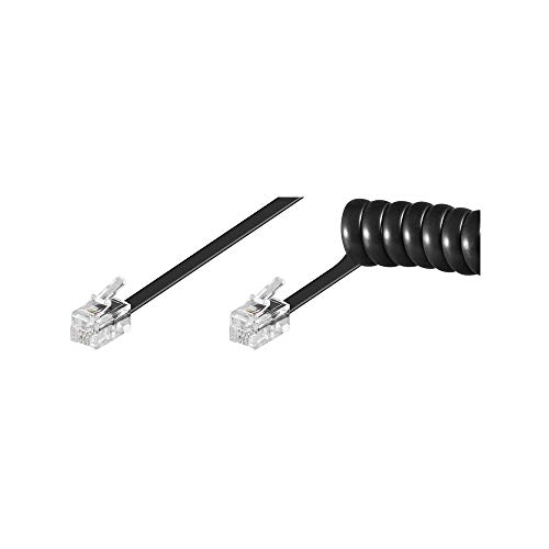 Wentronic 50270, Cable de repuesto para teléfonos de escritorio Snom 3xx con 2 conectores de tipo RJ-10, Negro