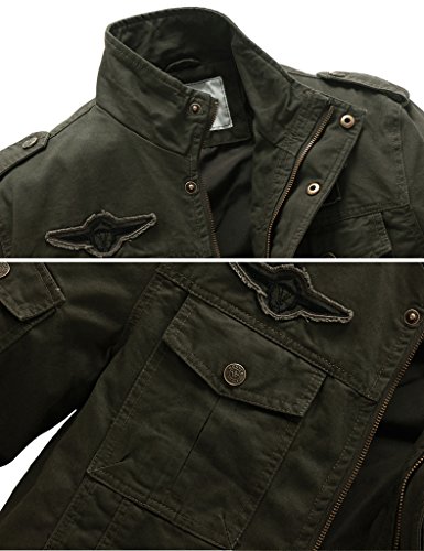 WenVen Chaqueta Casual Camuflaje Verde Militar Entallada Hombre X-Large