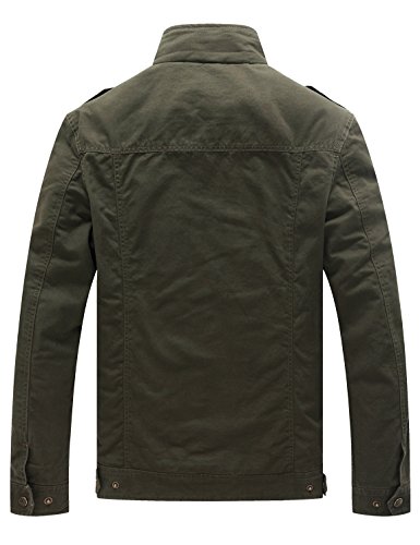 WenVen Chaqueta Casual Camuflaje Verde Militar Entallada Hombre X-Large