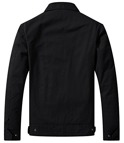 WenVen Chaqueta Casual Solapa Tres Cuartos para Hombre Negro X-Large