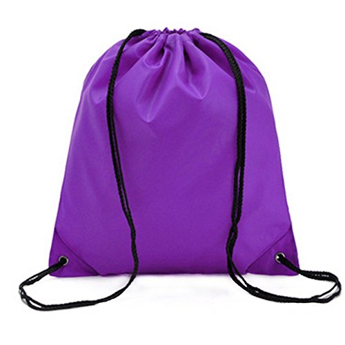 Westeng - Mochila de cordón estilo bolsa, impermeable, color sólido, para deporte y viajes, color morado, tamaño 34*39cm