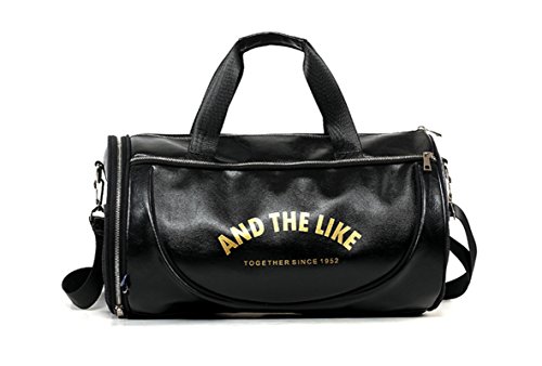 WeWo Bolsa Deporte Hombre Bolsa Gimnasio Bolsa De Viaje Cuero Bolsos Deportivos Duffel Bag Bolsos Fin De Semana Bolso Hombro Bolsa Equipaje Mujer con Compartimiento para Zapatos (Negro)