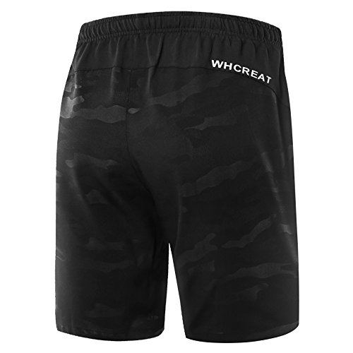 WHCREAT Para Hombres con Pantalones Cortos para Correr Bolsillos con Cremallera para Entrenamiento de Gimnasio L