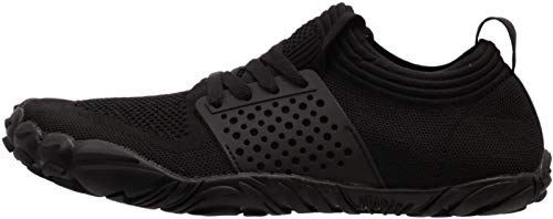 WHITIN Zapatilla Minimalista de Barefoot Trail Running para Hombre Five Fingers Fivefingers Zapato Descalzo Correr Deportivas Fitness Gimnasio Calzado Asfalto Negro 42 EU