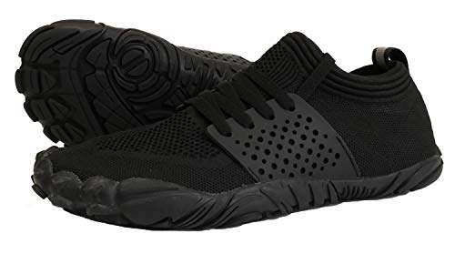 WHITIN Zapatilla Minimalista de Barefoot Trail Running para Hombre Five Fingers Fivefingers Zapato Descalzo Correr Deportivas Fitness Gimnasio Calzado Asfalto Negro 42 EU