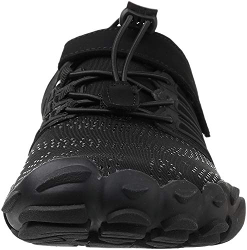 WHITIN Zapatilla Minimalista de Barefoot Trail Running para Hombre Mujer Five Fingers Fivefingers Zapato Descalzo Correr Deportivas Fitness Gimnasio Calzado Asfalto Negro 42