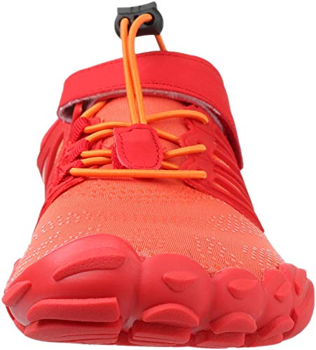 WHITIN Zapatilla Minimalista de Barefoot Trail Running para Hombre Mujer Five Fingers Fivefingers Zapato Descalzo Correr Deportivas Fitness Gimnasio Calzado Asfalto Rojo Naranja 36