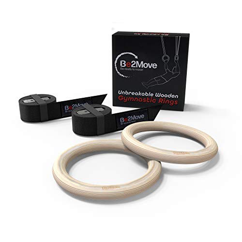 Wild Instincts Be2Move Anillos de gimnasia de madera, 32 mm de diámetro, ideal para entrenamiento muscular, entrenamiento de fuerza, crossfit