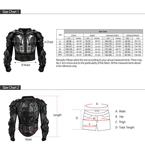 WILDKEN Chaqueta de Protección para Motocross Motos Ropa Protectora de Cuerpo Armadura Completo Profesional de Motocicleta Deportiva para Hombres Columna Vertebral Hombro Mujer Pecho (Negro, XL)